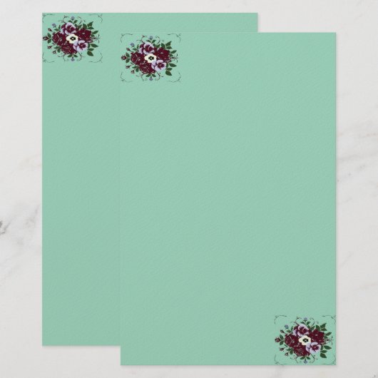 Papier à Lettres Botanique  Bouquet de Violettes 便箋 (正面/裏面)