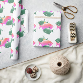 papier cadeau avec motif poisson  ラッピングペーパー