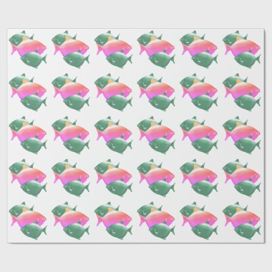 papier cadeau avec motif poisson  ラッピングペーパー (フラット)