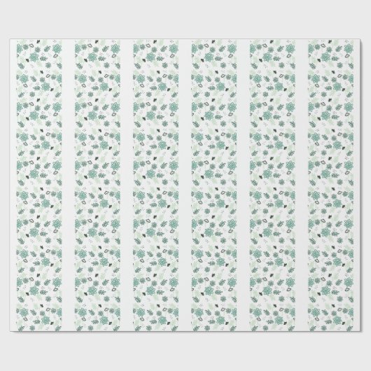 Papier Cadeau Fleurs Bleues Botanique ラッピングペーパー (フラット)