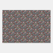 Papier cadeau gris avec couronne de fleurs ラッピングペーパーシート (正面2)