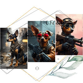 Papier Cadeau Pinscher Steampunk version Annick ラッピングペーパーシート