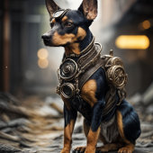 Papier Cadeau Pinscher Steampunk version Annick ラッピングペーパーシート