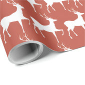 Papier Cadeau Rennes de Noël Rouges ラッピングペーパー (ロールコーナー)