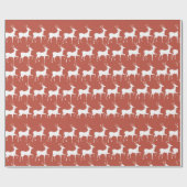 Papier Cadeau Rennes de Noël Rouges ラッピングペーパー (フラット)