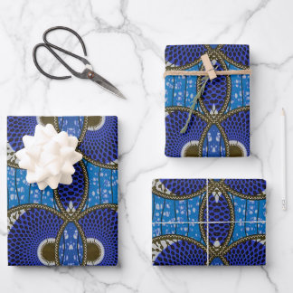 Papier cadeau Wax Africain bleu ラッピングペーパーシート