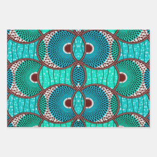 Papier cadeau Wax Africain turquoise ラッピングペーパーシート