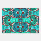 Papier cadeau Wax Africain turquoise ラッピングペーパーシート (正面)