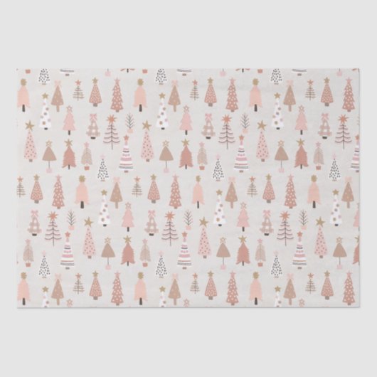 Papier de soie Sapin Noël Rose Scandinave 薄葉紙 (正面)