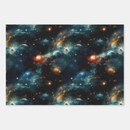 Papier d'emballage coloré espace ラッピングペーパーシート