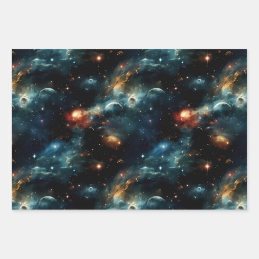 Papier d'emballage coloré espace ラッピングペーパーシート (正面)