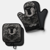 PAPIER MIRAGE  Black Chow 鍋つかみ&鍋敷きセット (正面/裏面)