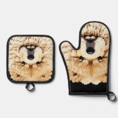 PAPIER MIRAGE Cream Chow 鍋つかみ&鍋敷きセット (正面)