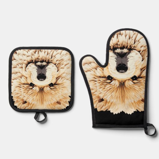 PAPIER MIRAGE Cream Chow 鍋つかみ&鍋敷きセット (正面)