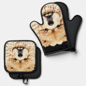 PAPIER MIRAGE Cream Chow 鍋つかみ&鍋敷きセット (正面/裏面)