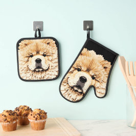 PAPIER MIRAGE Cream Chow 鍋つかみ&鍋敷きセット