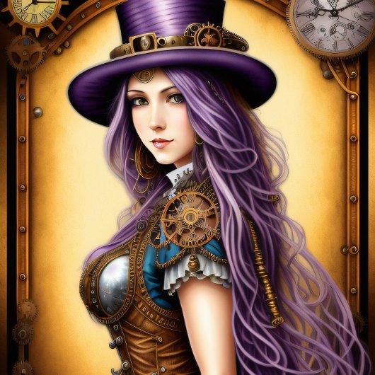 Papier Mousseline Feminine steampunk woman purple 薄葉紙