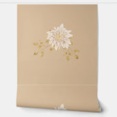 Papier-peint  fleurs fond taupe 壁紙 (ほどく)