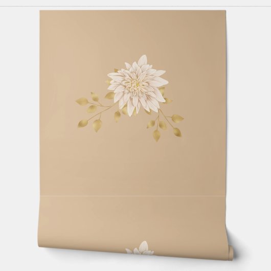 Papier-peint  fleurs fond taupe 壁紙 (ほどく)