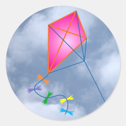 Papierdrache kite ラウンドシール (正面)