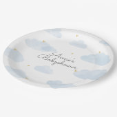 Papieren bordje babyshower lichtblauwe wolken ペーパープレート (アングル)