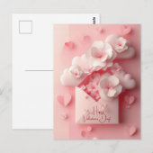 Papierschnitt Herzen und Blumen Valentinestag ポストカード (正面/裏面)