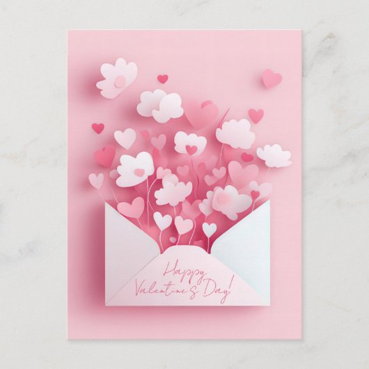 Papierschnitt Herzen und Wolken Valentinestag ポストカード (正面)