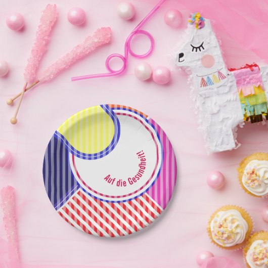 Papierteller abgestimmt bunt linear ペーパープレート (パーティー)