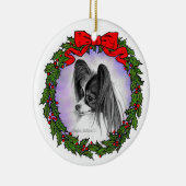 Papillion Dog Art by Glenda S. Harlan on a セラミックオーナメント (右)