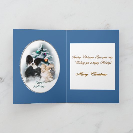 Papillonのクリスマスのギフト シーズンカード (内部)