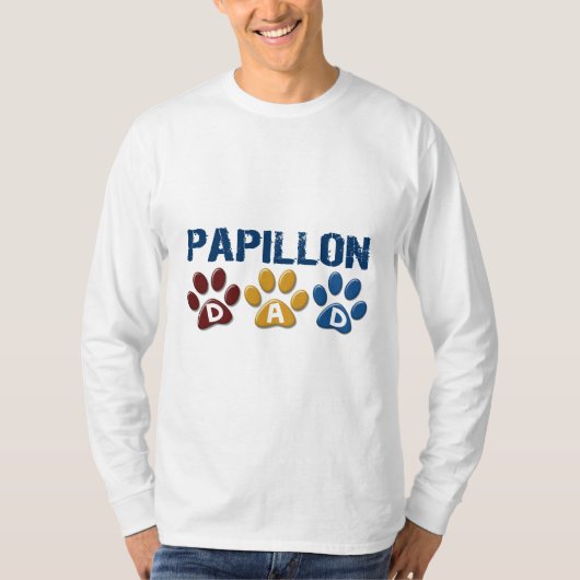 PAPILLONのパパの足のプリント1 Tシャツ (正面)
