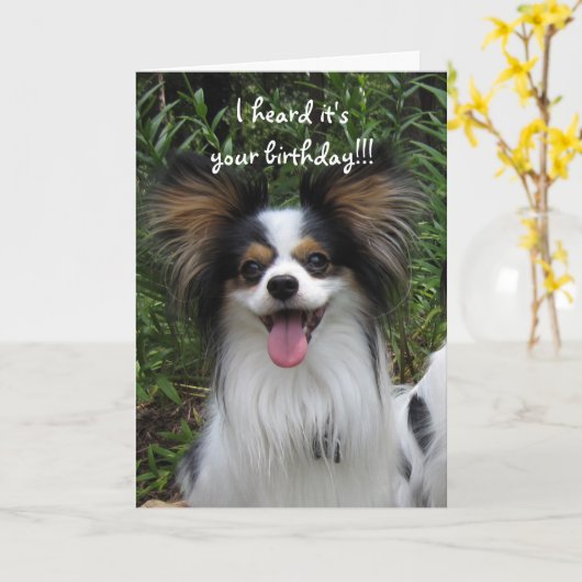 Papillonの薄く水っぽいキスのバースデー・カード カード (黄色い花)