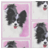 Papillonの(白くおよび黒い)絵画-犬の芸術 ファブリック (クローズアップ)