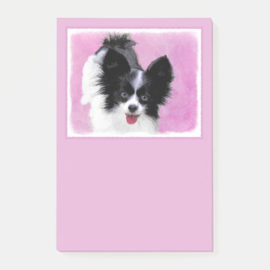 Papillonの(白くおよび黒い)絵画-犬の芸術 ポストイット (正面)