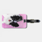 Papillonの(白くおよび黒い)絵画-犬の芸術 ラゲッジタグ (裏面横)