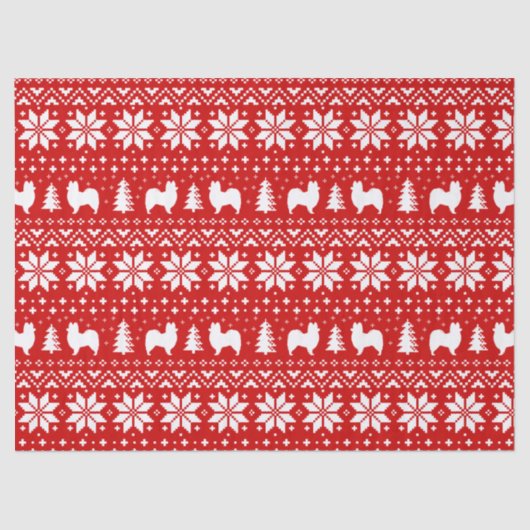 Papillonはクリスマスパターン赤のシルエットを描きます 薄葉紙 (正面)