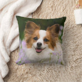 Papillon犬のロマンチックなポートレート、正方形 クッション (ブランケット)