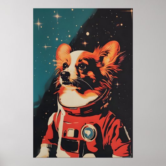 Papillon Astronaut Poster, Papillon Retro Print ポスター (正面)