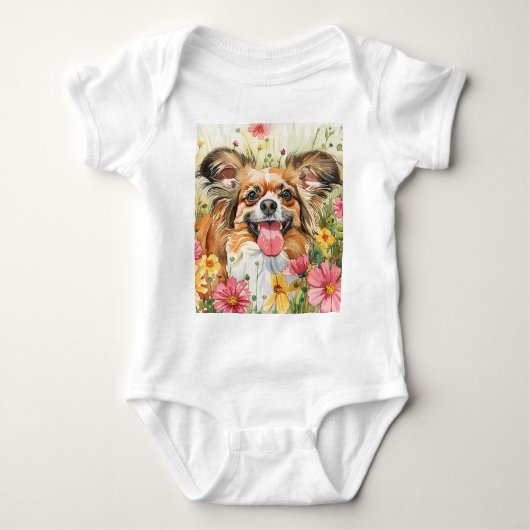 Papillon Baby Bodysuit – Watercolor ベビーボディスーツ (正面)