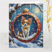 Papillon Christmas Bauble Ornament Holiday カード (黄色い花)