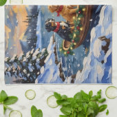 Papillon Christmas Boat Holiday キッチンタオル (折り畳み)