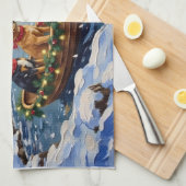 Papillon Christmas Boat Holiday キッチンタオル (四つ折り)