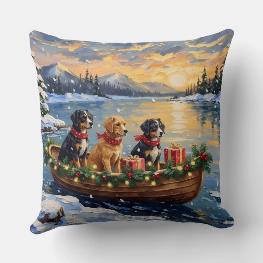 Papillon Christmas Boat Holiday クッション (裏面)