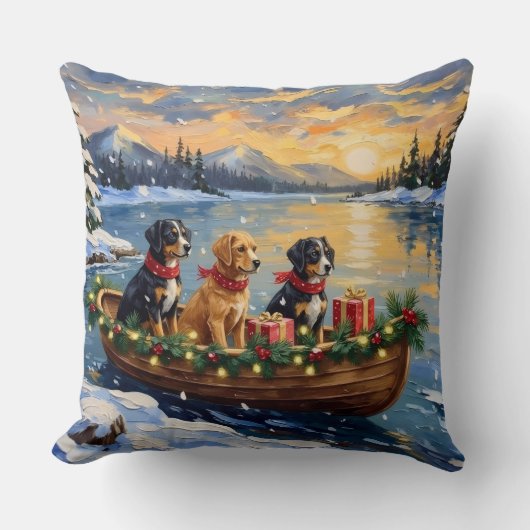 Papillon Christmas Boat Holiday クッション (正面)