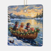 Papillon Christmas Boat Holiday セラミックオーナメント (左)