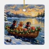 Papillon Christmas Boat Holiday セラミックオーナメント (裏面)