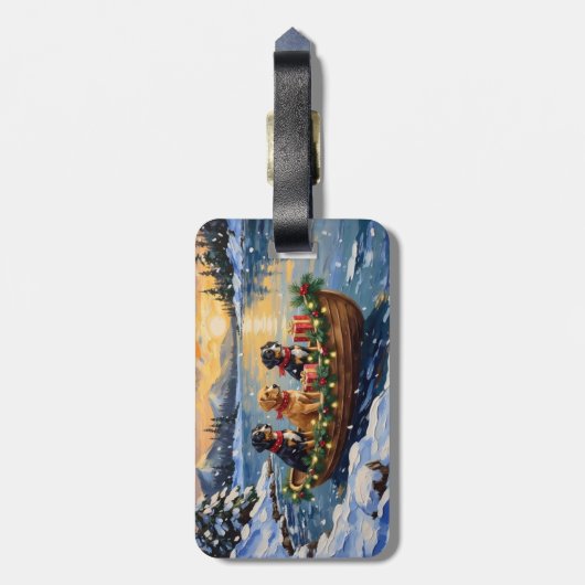 Papillon Christmas Boat Holiday ラゲッジタグ (裏面縦)