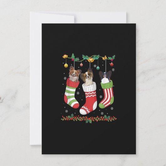 Papillon Christmas Lights Funny Xmas Dog Lover Paj 招待状 (正面)