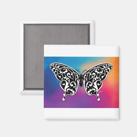 Papillon Design aux Couleurs du Couchant マグネット (正面/裏面)