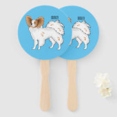 Papillon dog cartoon illustration  ハンドファン (正面&裏面)